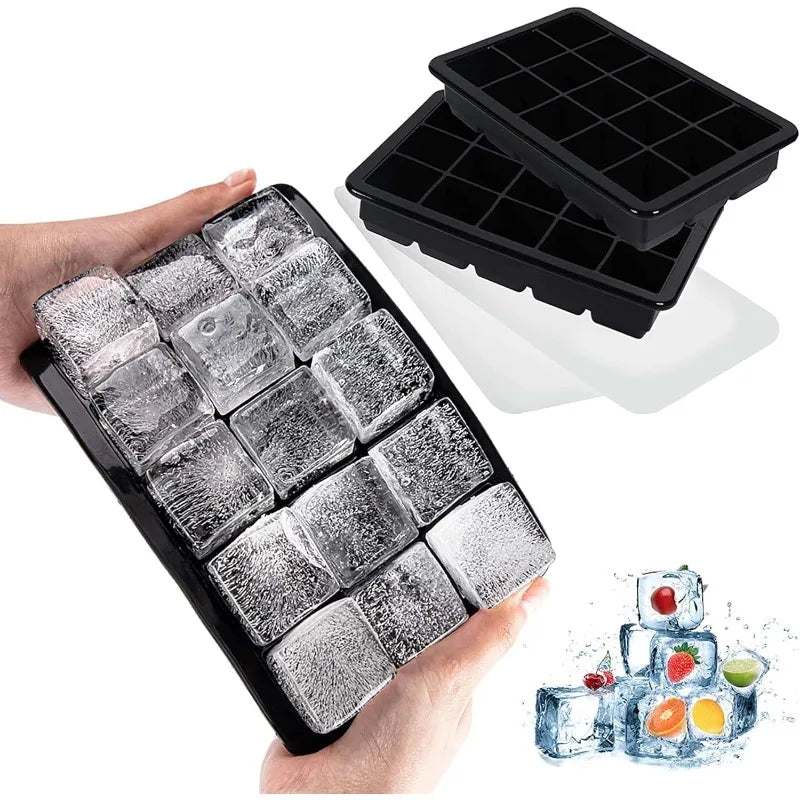 8/15 Grids Silicone Ice Cube Tray Square Ice Cube Mold Reusable Ice Cube Mold for Whiskey Cocktail Juice Drinking Qme