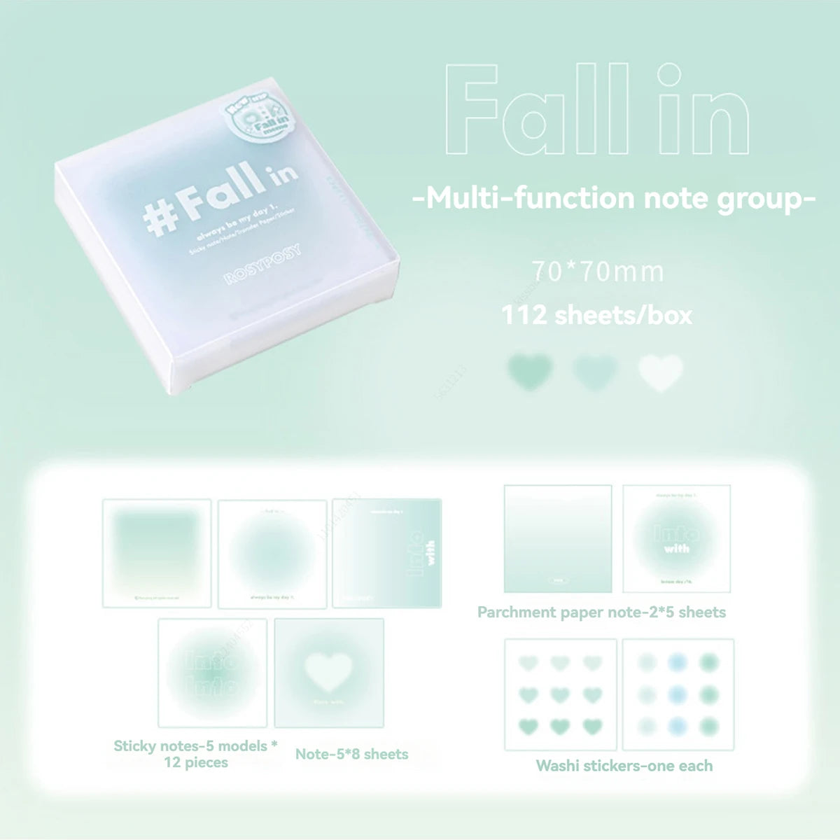 112Sheets Multifunctional Sticky Notes Portable Student Note Marker Writing Sticky Notes Self-Adhesive Easy To Apply Notepad Qme green