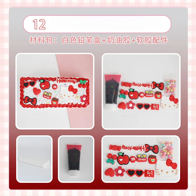 Hello Kitty DIY Pencil Case Student Craft Cream Glue Creative Qme 12
