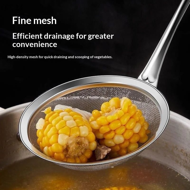 Filter Oil Skimmer Frying Pan Less Spoon Stainless Steel Pot Kitchen Qme