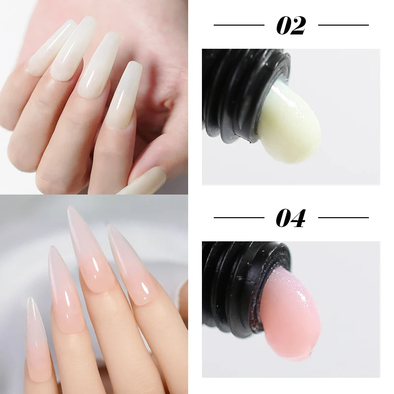 Arte Clavo Pink Jelly Milky White Quick Extension Gel Builder Nails Qme extension-02-04