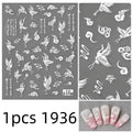 5D Flower Daisy Embossed Stickers Nail Sliders Decals White Florals
