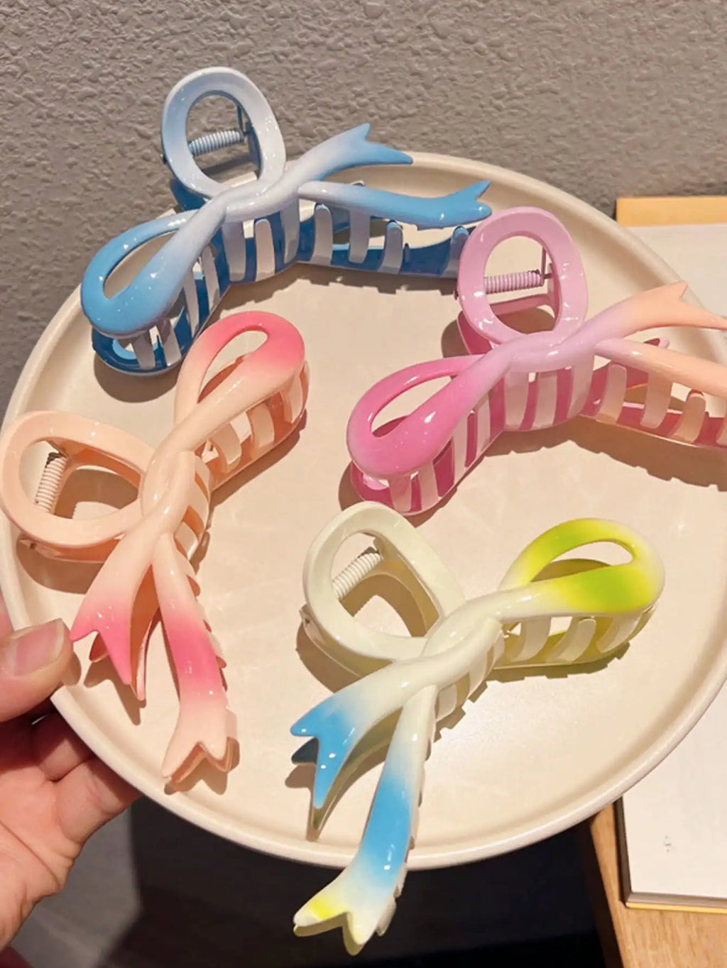 Sweet Dopamine Gradient Grip Heart Shaped Hair Clip Spring Summer Qme