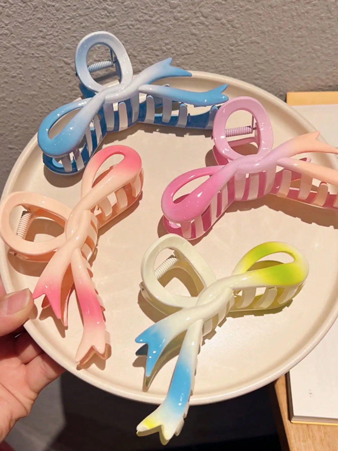 Sweet Dopamine Gradient Grip Heart Shaped Hair Clip Spring Summer Qme