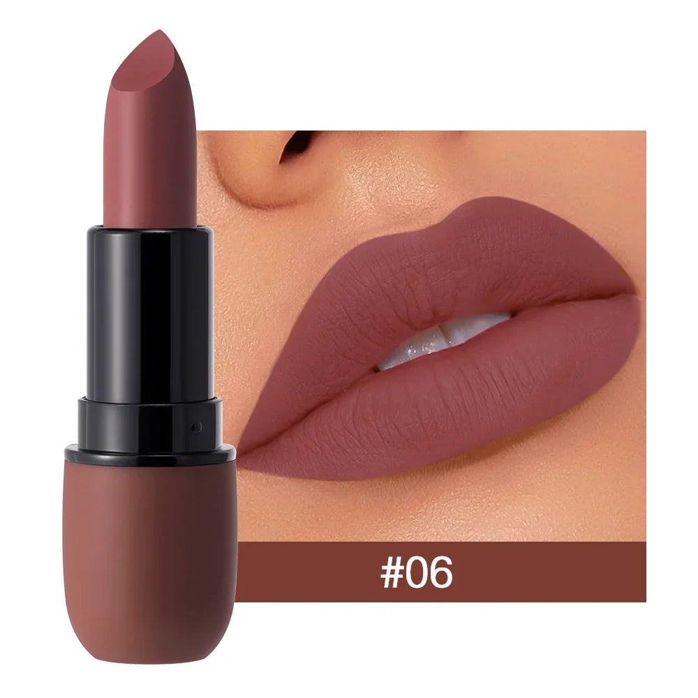 6-Color Matte Lipstick Velvet Lip Smooth Waterproof Long-lasting Qme Chocolate Lip Stick