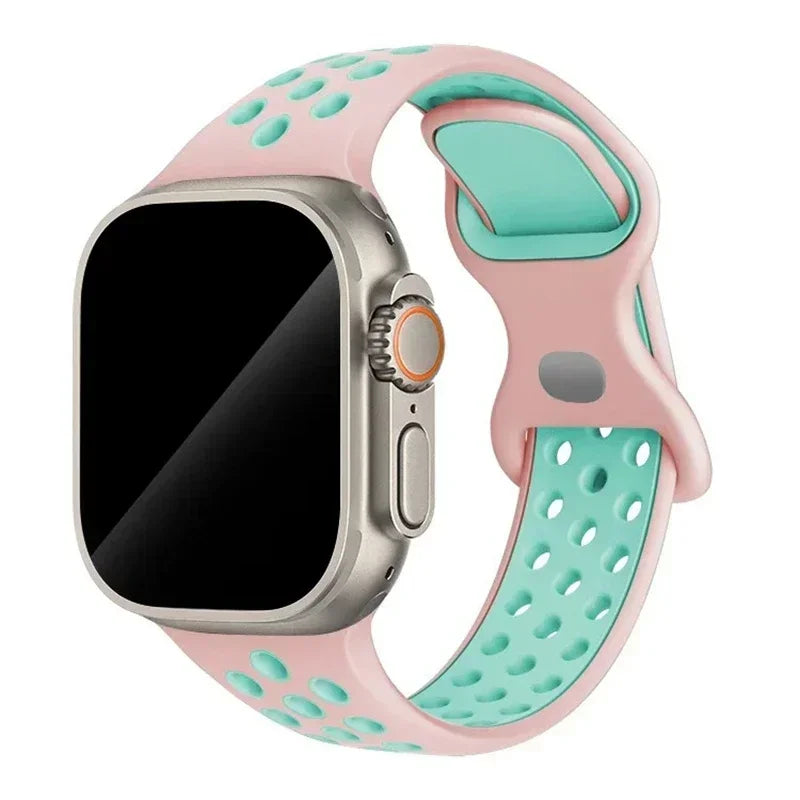 Silicone Strap for Apple Watch Band Ultra 2 49mm 38mm 42mm Sport Bracelet iWatch Series 9 8 7 41mm 45 mm 7 6 SE 5 4 3 44mm 40mm Qme