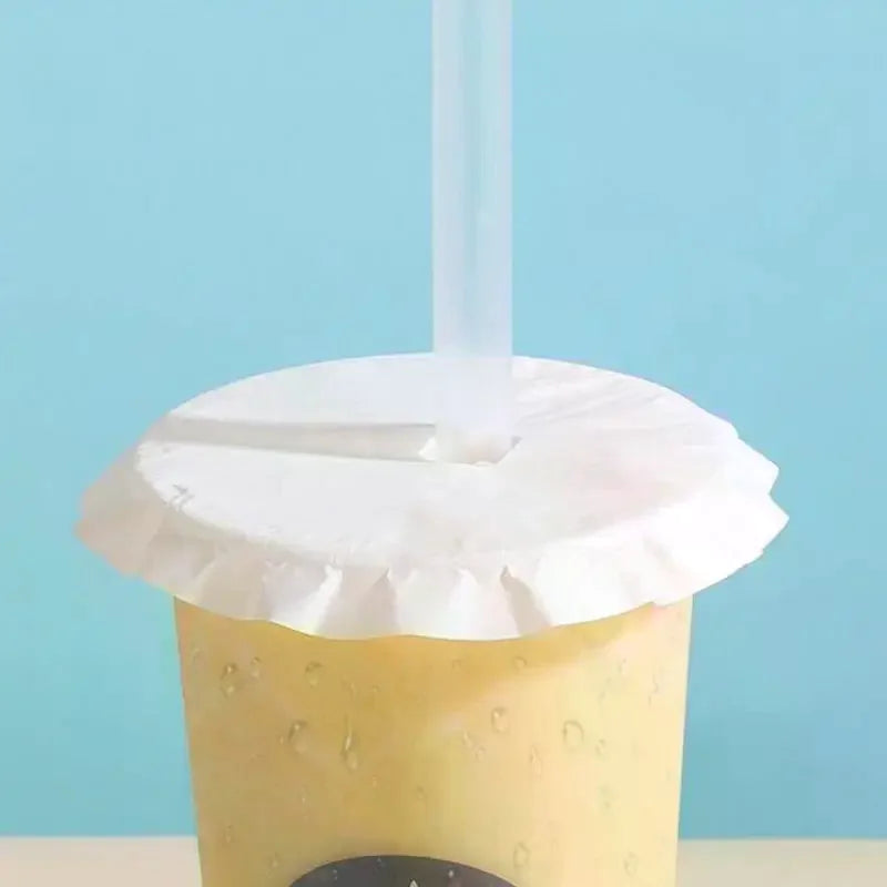 100 Sheets Cup Sealing Paper Film Coffee Tea Milk Drink Packaging Pads Leak Proof Paper Film Crimper Round Shape Bottle Sealer Qme