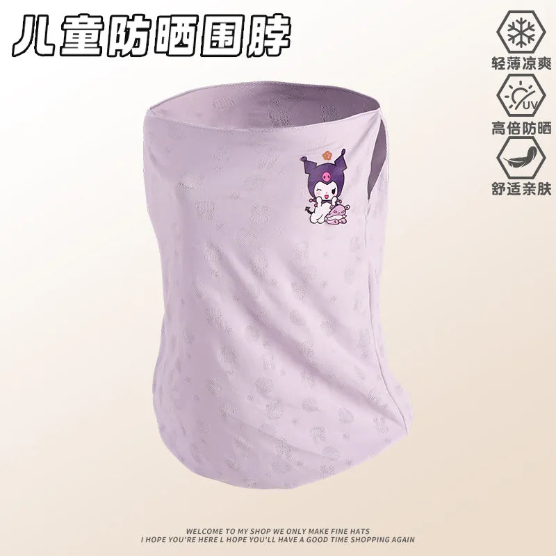 Melody Kuromi Sun Protection Face Mask Lightweight, Breathable Ice-Silk Sun Protection Mask for Students UV-Protective Mask Qme 19