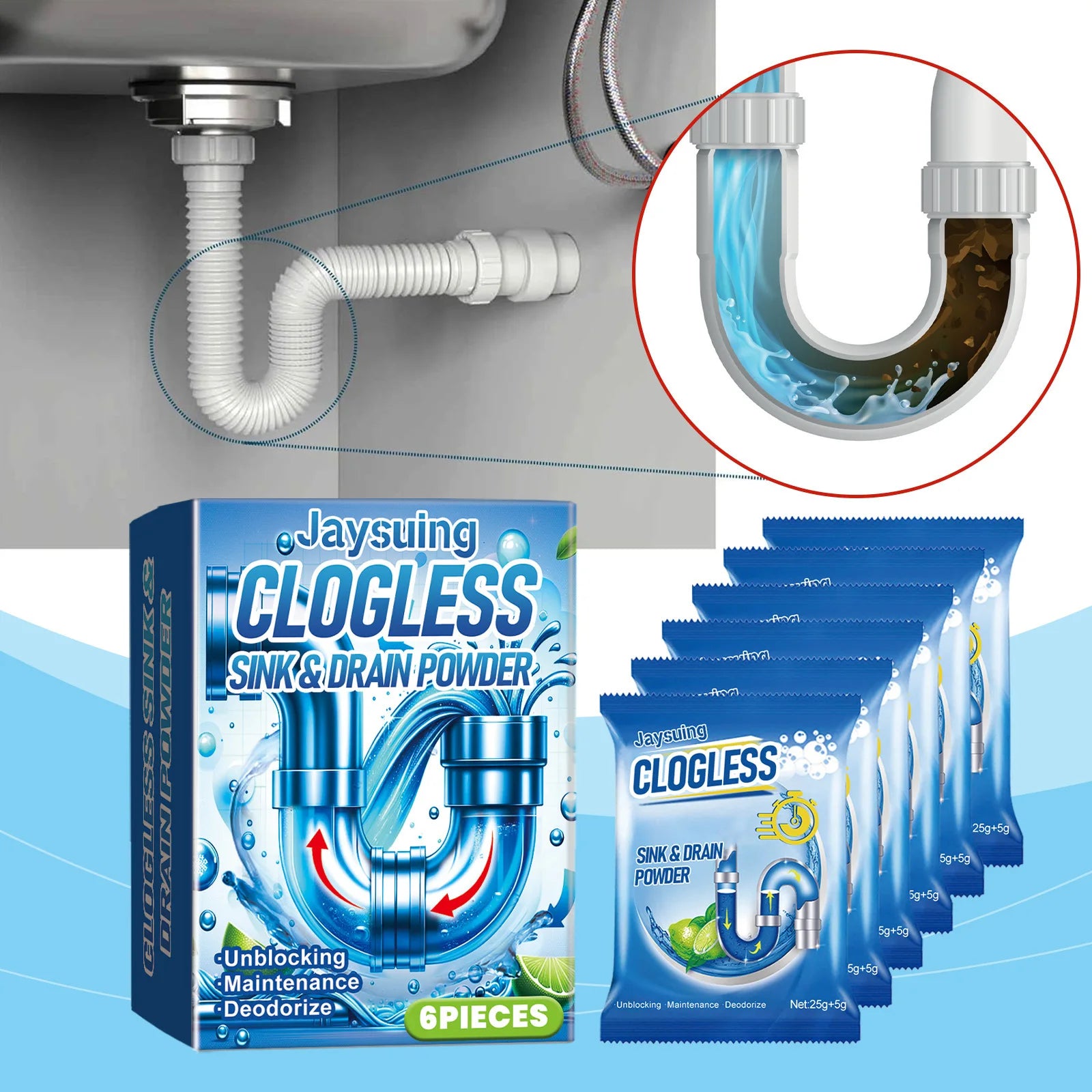 Drain Cleaning Powder Eliminate Stubborn Clogs Kitchen Sewer Power Pipes Channel Remover Prevent Blockage Pipe Dredging Agent Qme