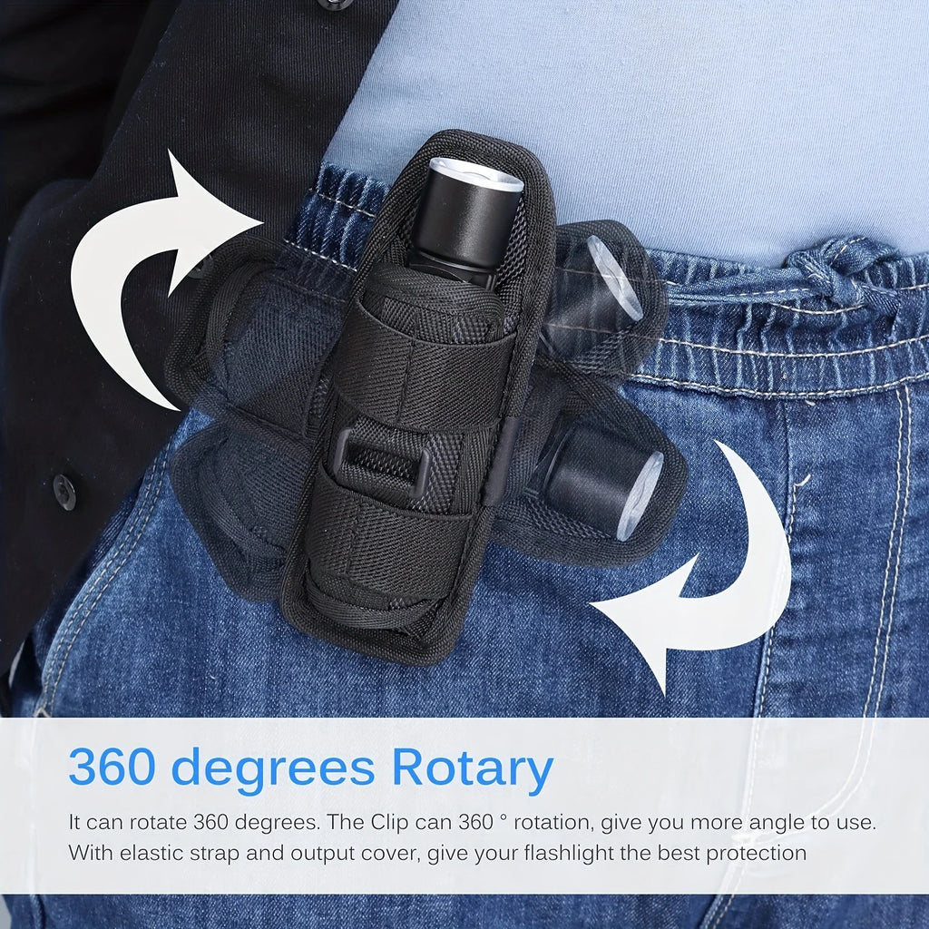 Flashlight case - Outdoor tactical nylon flashlight case with adjustable rotating waist strap, Oxford flashlight case Qme