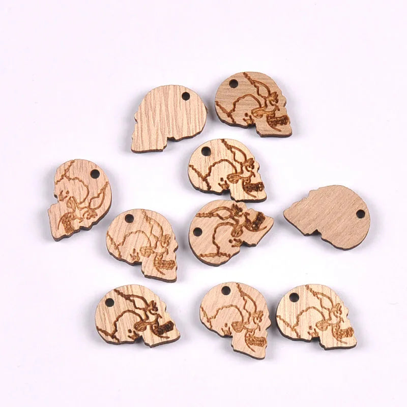 20Pcs 10-25mm Vintage Mix Pattern Bee/Cat/Mushroom/Diamond Wood Pendant Crafts DIY Scrapbook Handmade Supplies Hanging Ornaments Qme 1