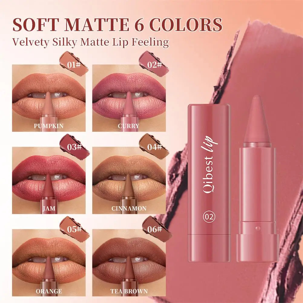 Twist Up Gradient Matte Lipstick Crayon Lip Liner Pencil Women Long Qme
