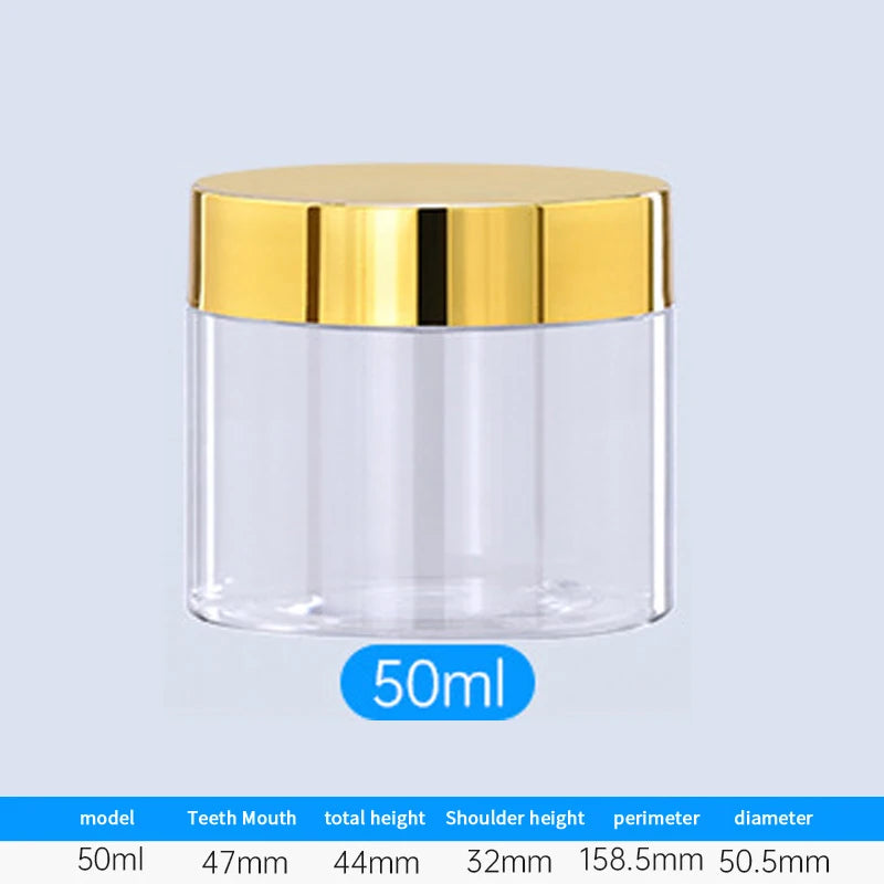 Travel Face Cream Jar Empty Plastic Cosmetic Makeup Bottle Qme 50ml Gold