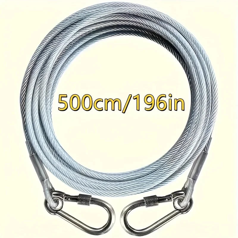 Outdoor Super Heavy Duty Wire Cable, Steel Wire Lead Leash with Stainless Dual Fix Buckle, Clothes Line Wires for Outdoor Qme 5M