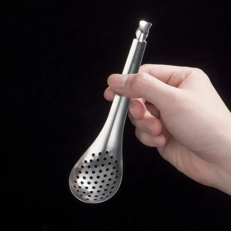 410 Stainless Steel Strainer Spoon Kitchen Spoon With Holes Cuisine Caviar Builder Roe Sauce Kitchen Cooking Gadgets Qme 1pc