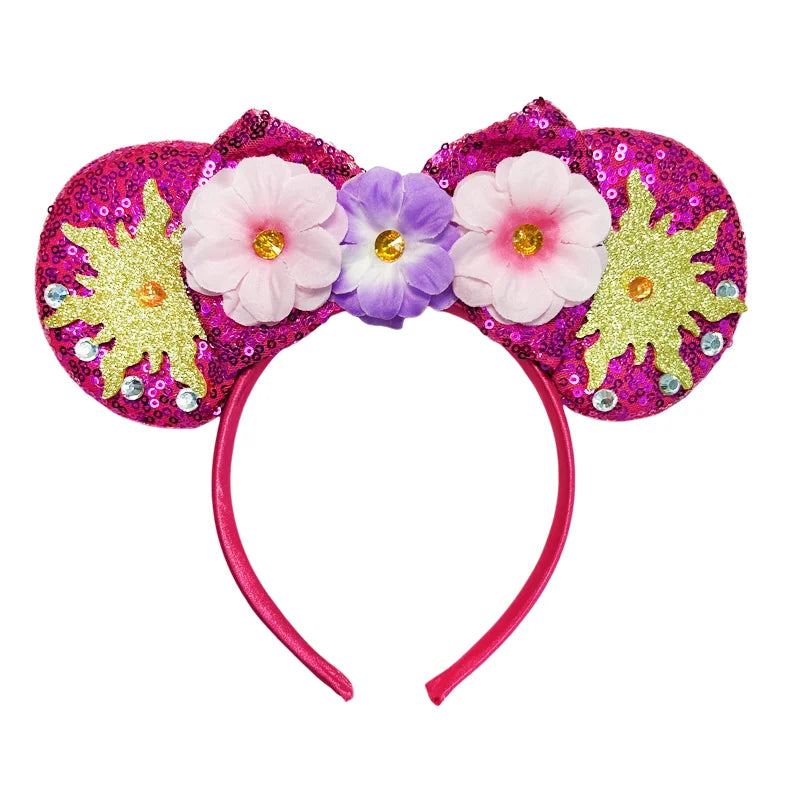 Sunflower Fashion Mouse Ears Princess Headband For Kids Band For Women Hair Accessories Girls Sequins 5" Sequin Bow Headwear Qme Headband 9