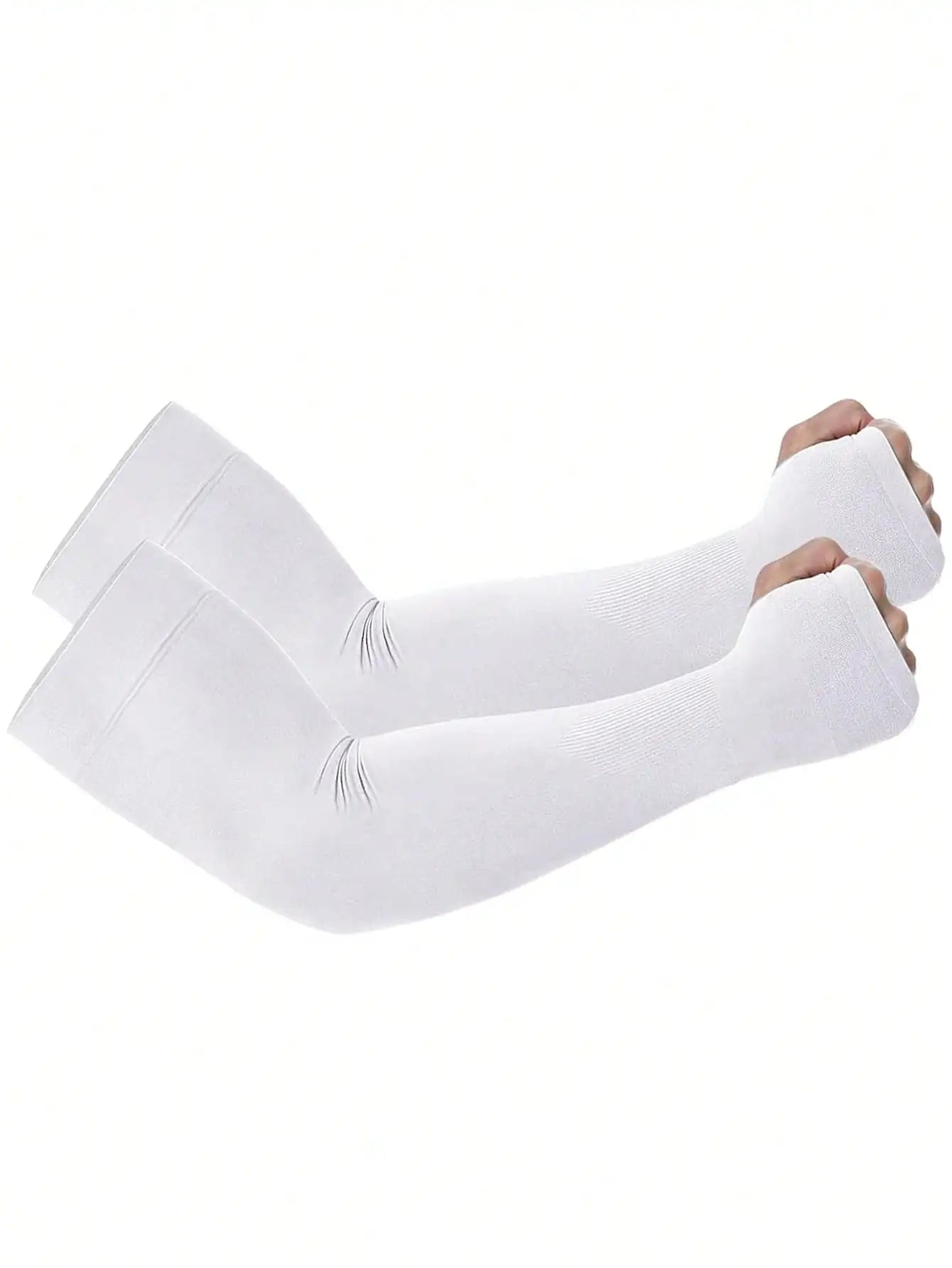 2 Sun Protection Breathable Sleeves Exposed Fingers Anti Shedding Qme WHITE