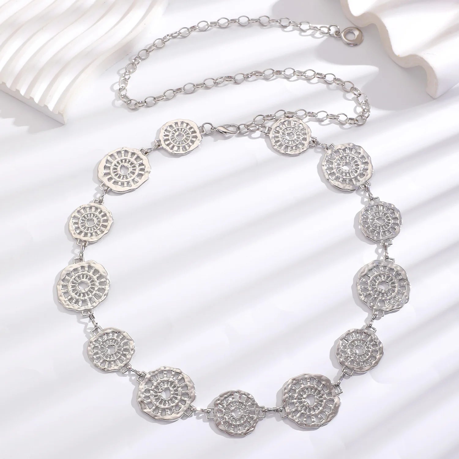 Women's Slim Decorative Waist Chain Silver Ethnic Tassel Belt Dresses