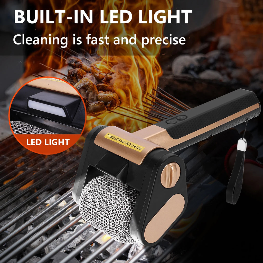 Bristle-Free Rotating Grill Brush Rechargeable Stainless Steel Grill Brush 350 RPM Rotating Dishwasher Brush Outdoor BBQ Tools Qme