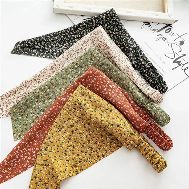 Floral Kerchief Headwear Wrist Head Wrap Scarf Triangular Headscarf Qme