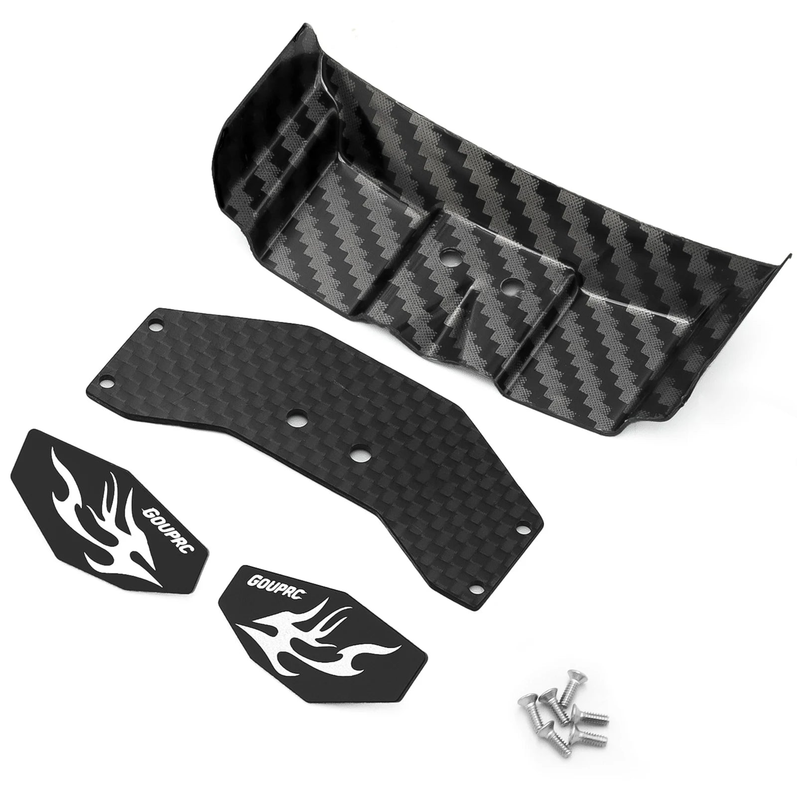 RC Rear Wing Rear Body Wing Spoiler Carbon Fiber Rear Wing for Losi 1/24 Micro-B 2WD Buggy RC Car Upgrade Part Accessory Qme Black Set