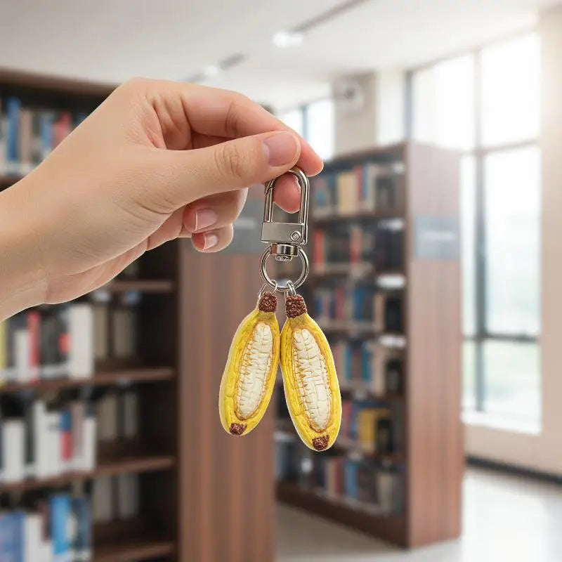 Busting Banana Boat Charm Creative Handmade Resin Keychain Relaxing Qme