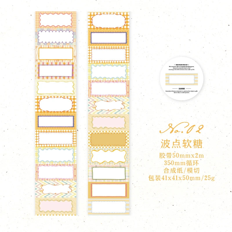 50mm*2m Cartoon Die-Cutting Tape Filmstrip Masking Tapes for Scrapbooking Stickers Journaling Creative Stationery Supplies Qme B 50mm X 2m