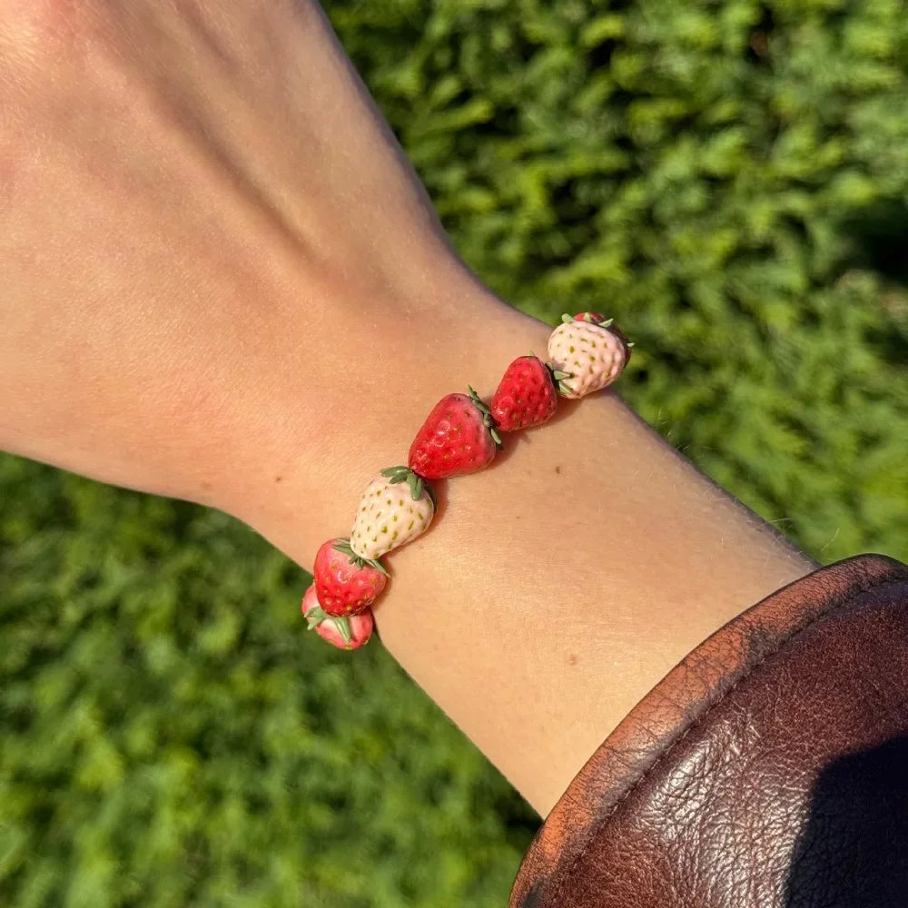 Simple Layered Beads Fruit Necklace Stackable Blueberries Multi Layer
