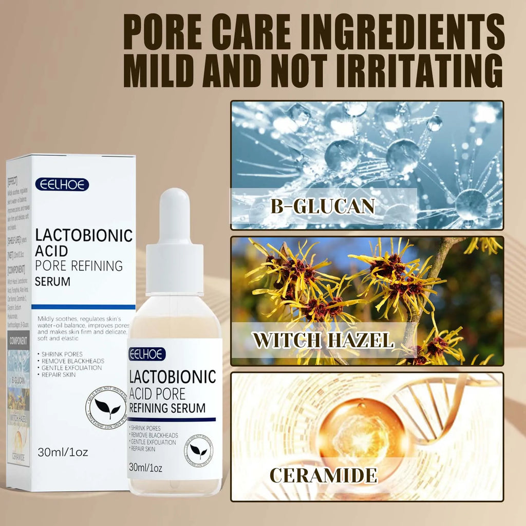 Lactose Acid Shrink Pores Serum Moisturizing Remove Blackheads Repair Face Pores Skin Firming Brighten Nourish Face Essence Qme