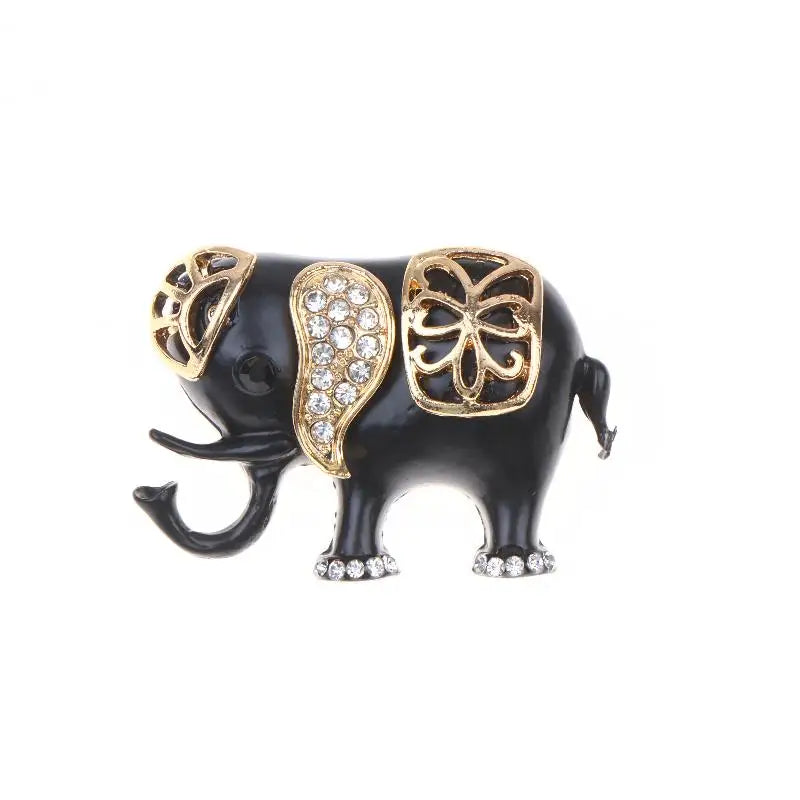 Black Gold Elephant Brooch Set With Shiny Rhinestone And Exquisite Design Perfect For Party Daily Wear Fashion Clothing Qme style 3