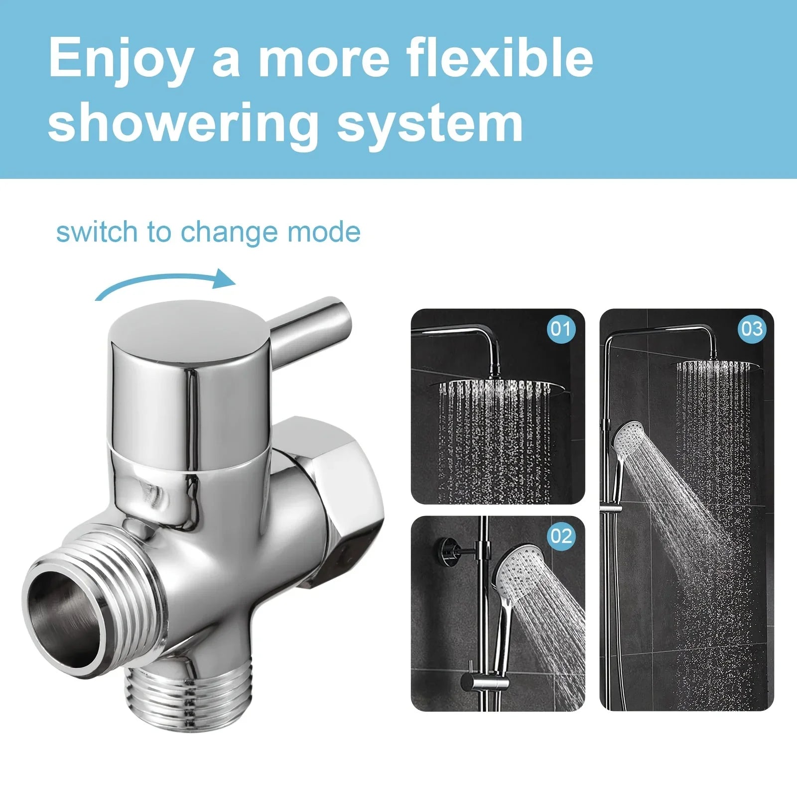 Bathroom Faucet Additions for a 3-Way G1/2 Shower Diverter Qme
