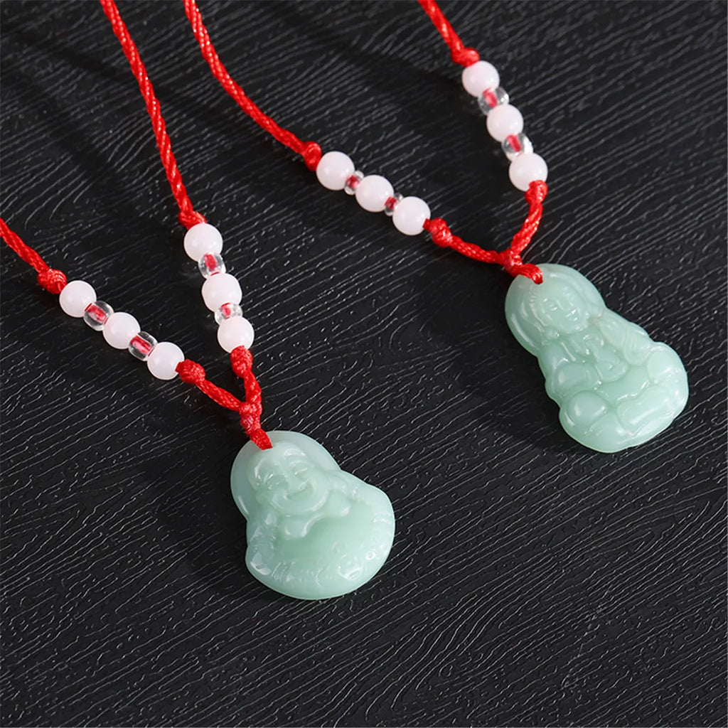 Maitreya Buddha Pendant Hand Woven Red Rope Necklace Fashion Guanyin Bodhisattva Lucky Necklace Women Religious Gifts Wholesale Qme