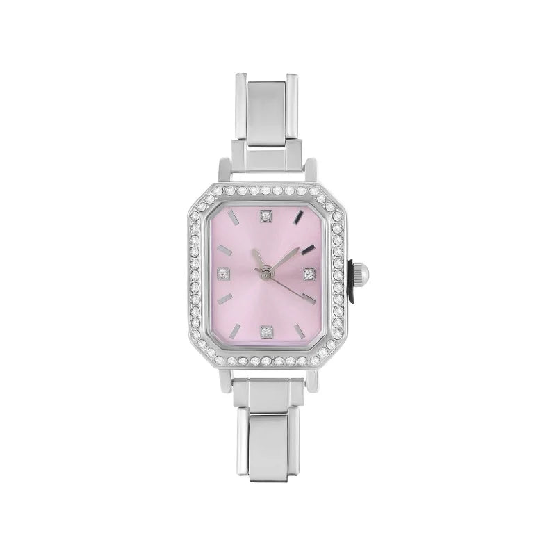Men Women's Stainless Steel Oval Square Simple Watch Bracelet Bangle