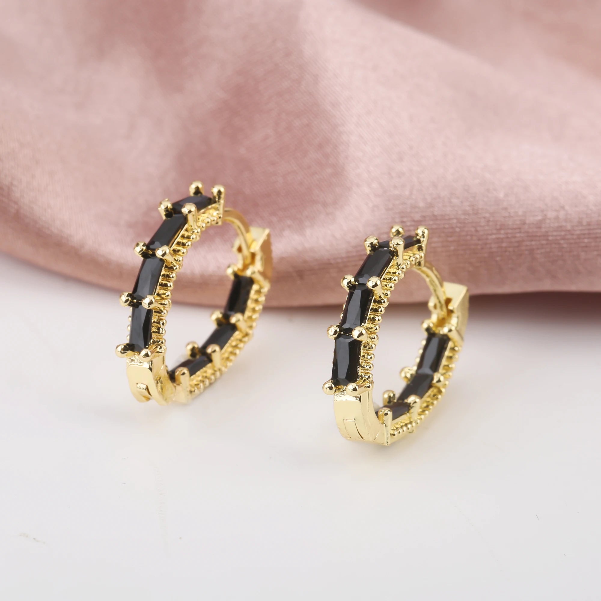 Colorful Square Cubic Zirconia Hip Hop Drop Earrings Luxury for Women Girls Party Wedding Crystal Jewelry Gift dropshipping Qme Black