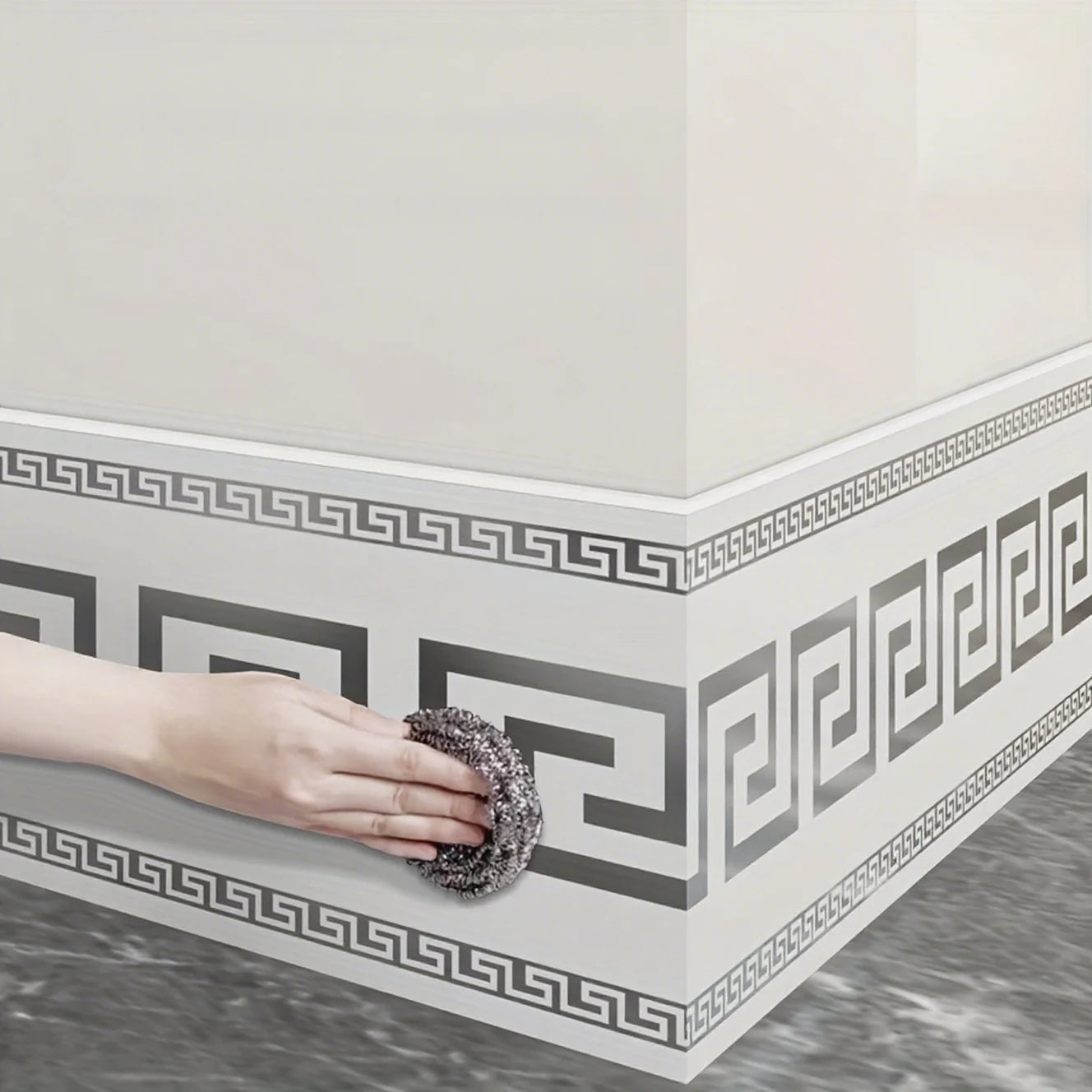 Roll Up Self-Adhesive Skirting Board Anti-Collision and Waterproof Waistline Living Room and Bedroom Decorative Wall Stickers Qme
