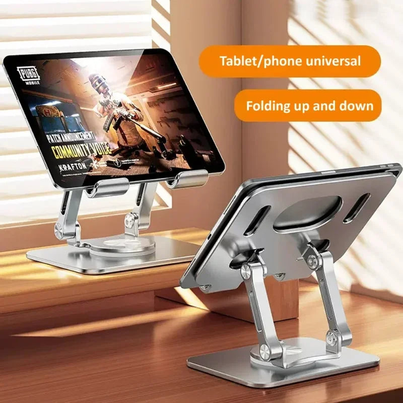 Aluminum Tablet Stand Desk Riser 360° Rotation Multi-Angle Height Adjustable Foldable Holder Dock for Xiaomi iPad Tablet Qme