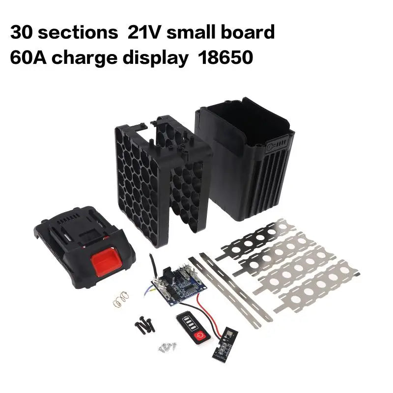 30 Cell 21V 60A 18650 Lithium Battery Shell PCB Charging Protection Qme one size