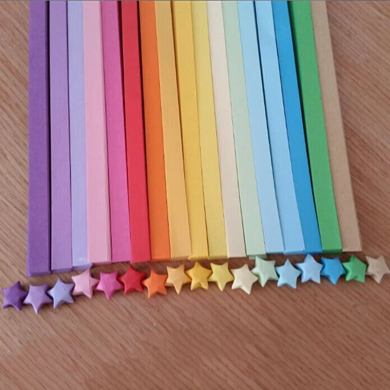 ^Origami Lucky Star Paper Strips Folding Paper Ribbons Colors Qme