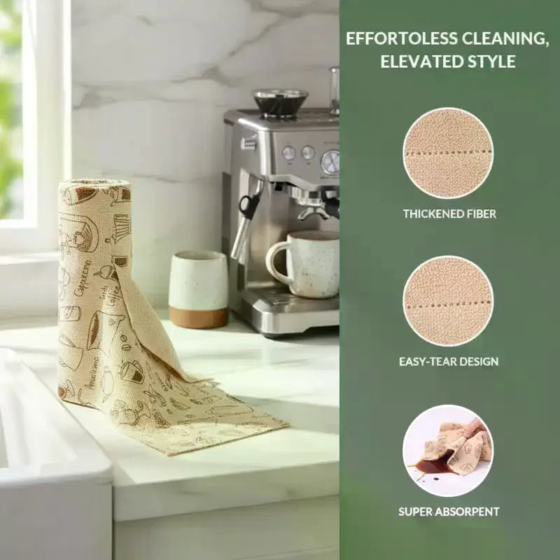 Tearable Microfiber Cleaning Cloth Roll Reusable With Cute Prints For Kitchen Wiping Home Use Cleaning Supplies Household Tool Qme