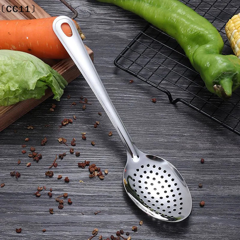 Stainless Steel Soup Spoon Colander Ladle Filter Strainer Food Qme