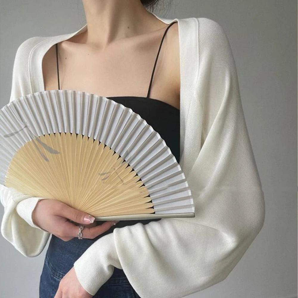 French Summer Thin Knit Shawl Solid Color Long Sleeve Ice Silk Shawl Casual Wraps Sunscreen Coat Female Qme