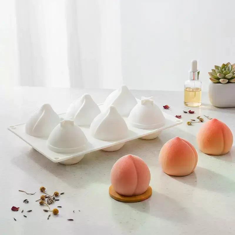 6 Cavity Peach Silicone Cake Baking Mold for Chocolate Mousse Ice Cream Jelly Pudding Pastry Dessert Bread Soap Decorating Tools Qme