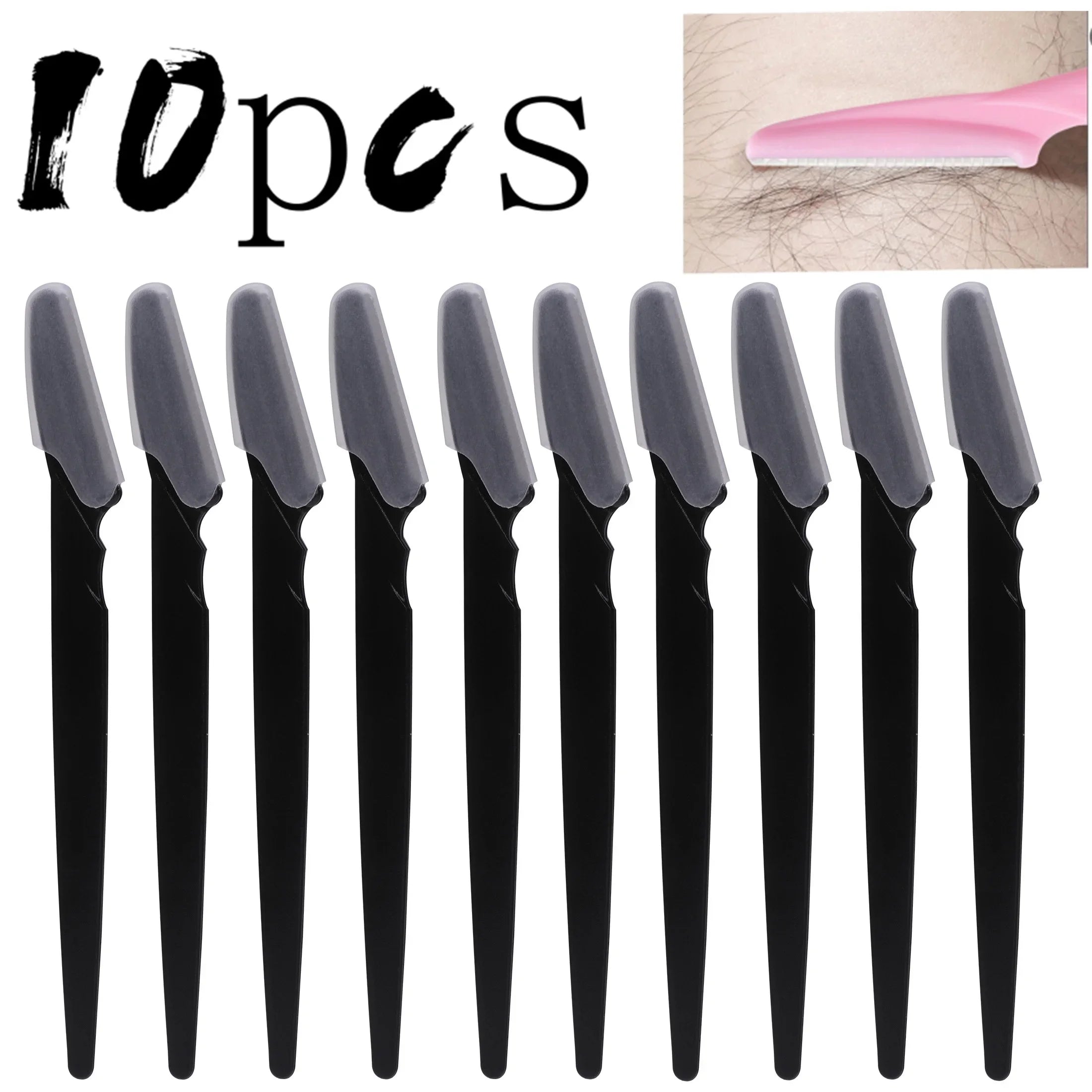 30/10Pcs Bottle Eyebrow Razors With Container Facial Eye Brow Trimmer In Case Hair Removal Shaver Safe Blades Trimming Tools Qme 10pcs Black Opp bag