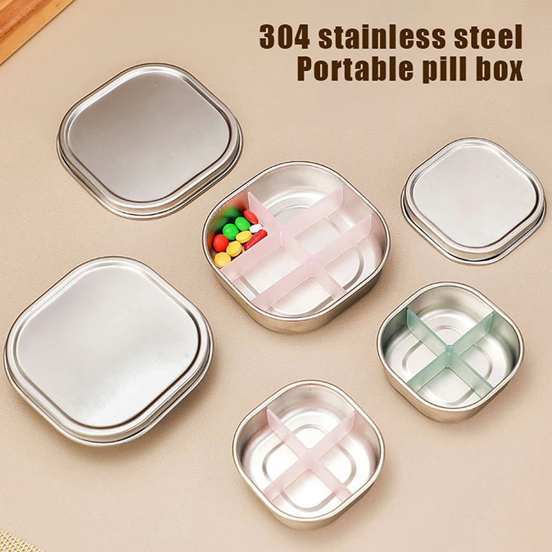 4 6-Grid Pill Organizer Sealed Travel Medicine Box Tablet Storage Qme
