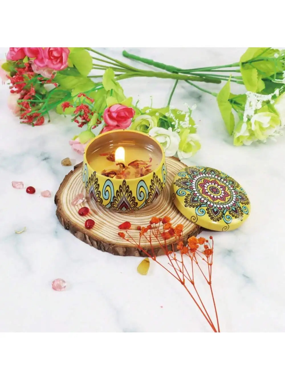 4 Cans Melt Wax Aromatherapy Homemade Soy Candle Cup Flower Candles