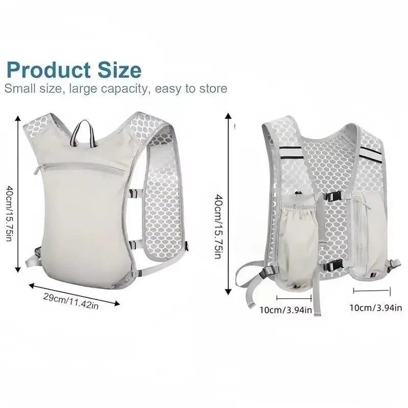 Running Water Bottle Storage Vest Lightweight Reflective Hydration Qme