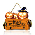 Halloween Wooden Wall Hanging Sign - "Happy Halloween Trick or Treat" Jack Pumpkin Skeleton Hand Decoration, Halloween decorate Qme YX0202
