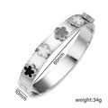 Unisex Gold/Silver Classic Stainless Steel Laser Five-Leaf Flower Open Bracelet & Bangles Simple For Woman Party Jewelry Clover Qme Silver 1