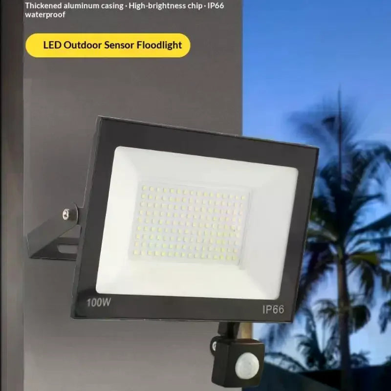 LED PIR Motion Sensor Floodlight Outdoor Wall Light 30W 20W 10W IP66 Waterproof LED Spotlight For Garden Courtyard Qme