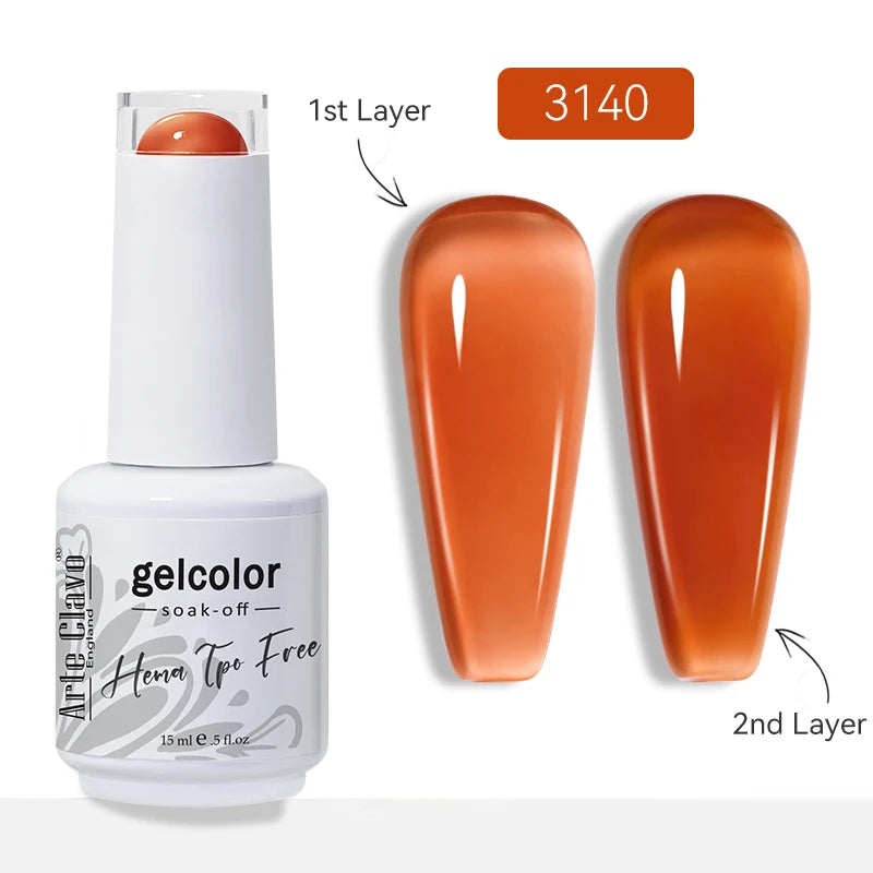 Arte Clavo Jelly Transparent Gel Nail Polish Summer Nude Pink Semi Qme